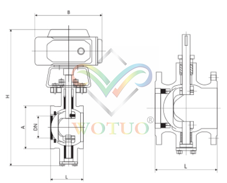 ZDRV電動V型調(diào)節(jié)球閥外形結(jié)構(gòu)圖 